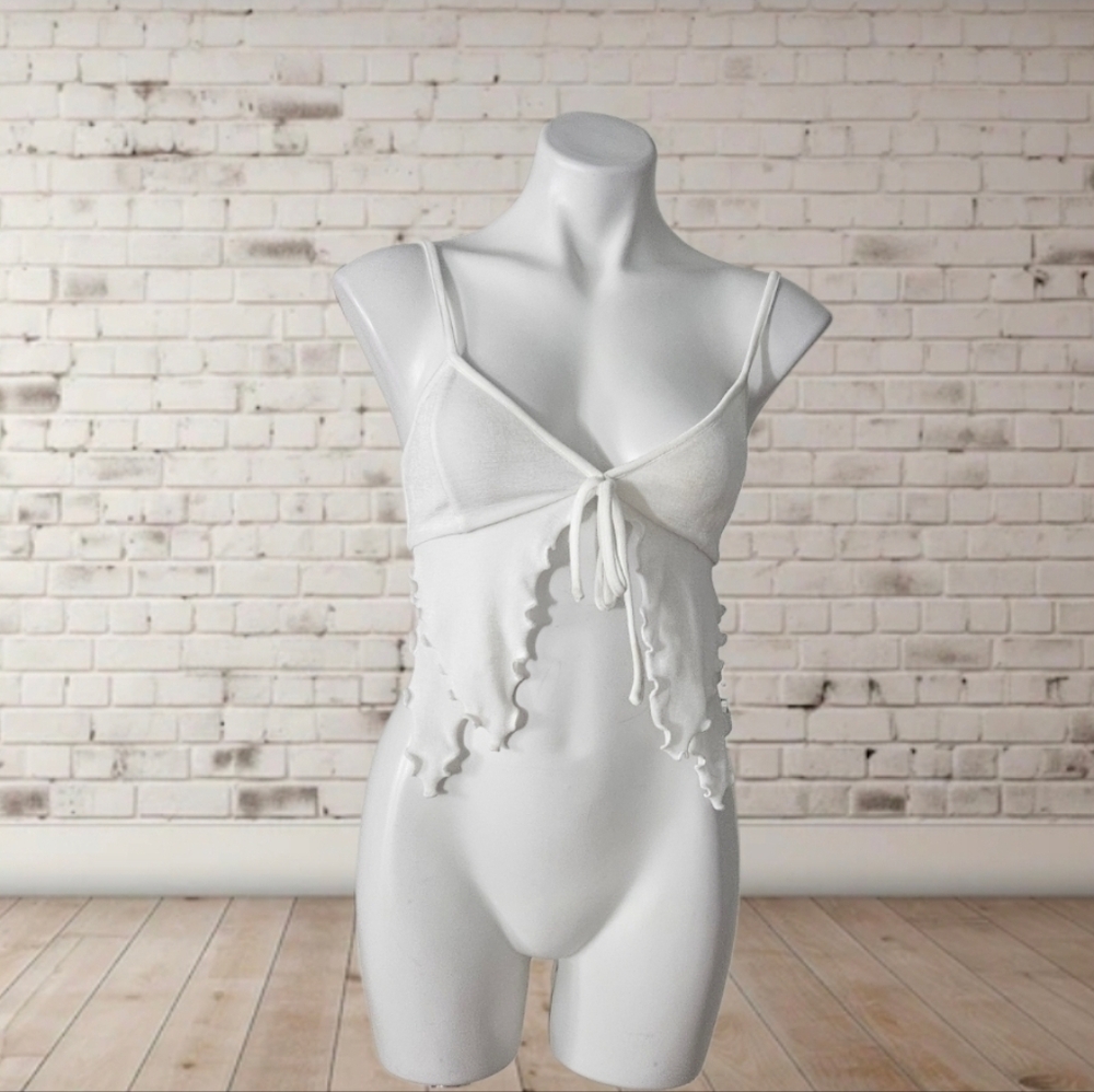 Tigermist White Ruffle Cutout Top Size Small - Picture 3 of 4